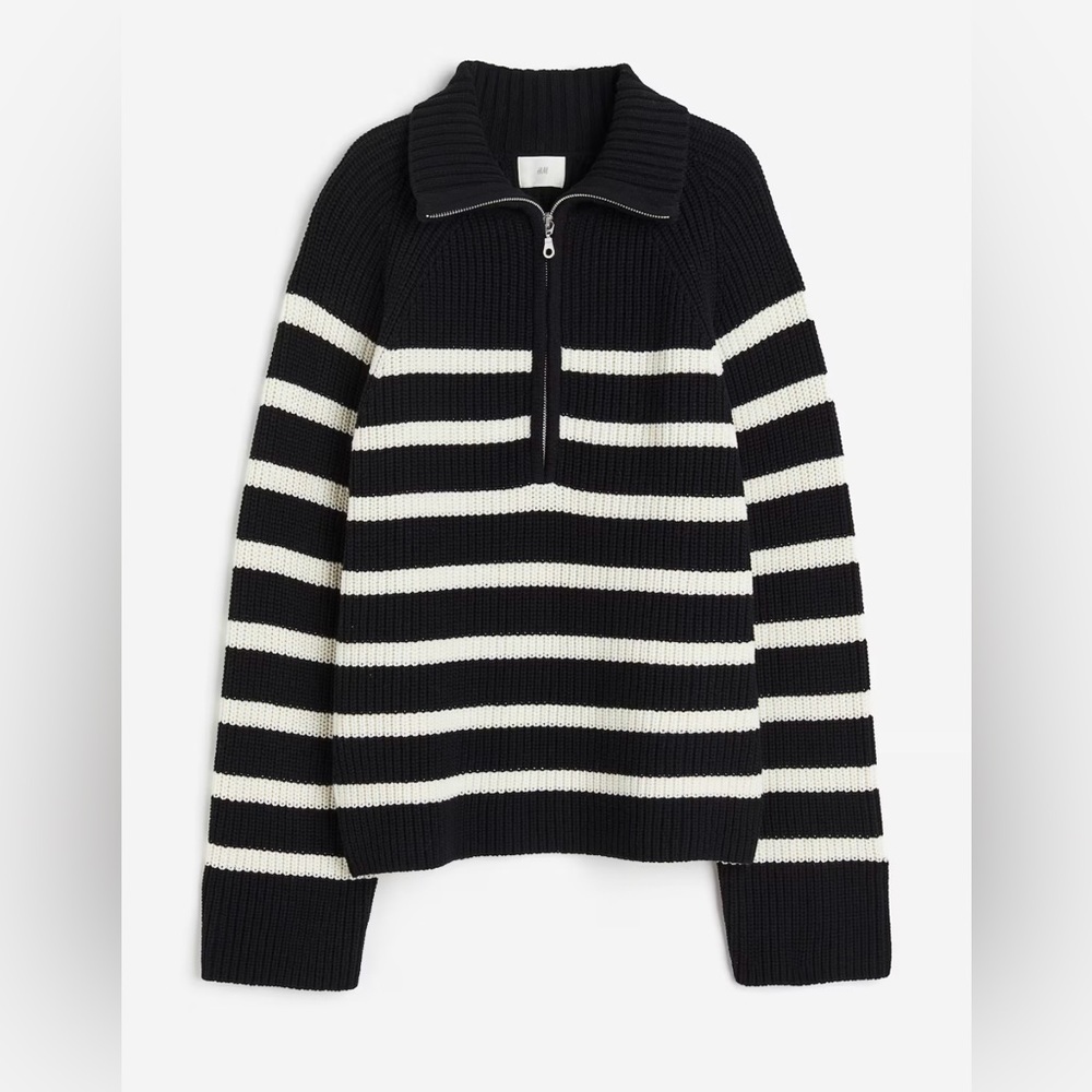 H&M Rib-Knit Half Zip Sweater Size Medium